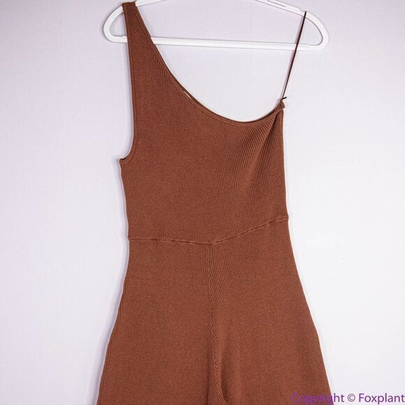 NEW FREE PEOPLE BEACH WAVERLY SWEATER ONE PIECE RIBBED ONE SHOULDER JUMPSUIT, L - Picture 4 of 16